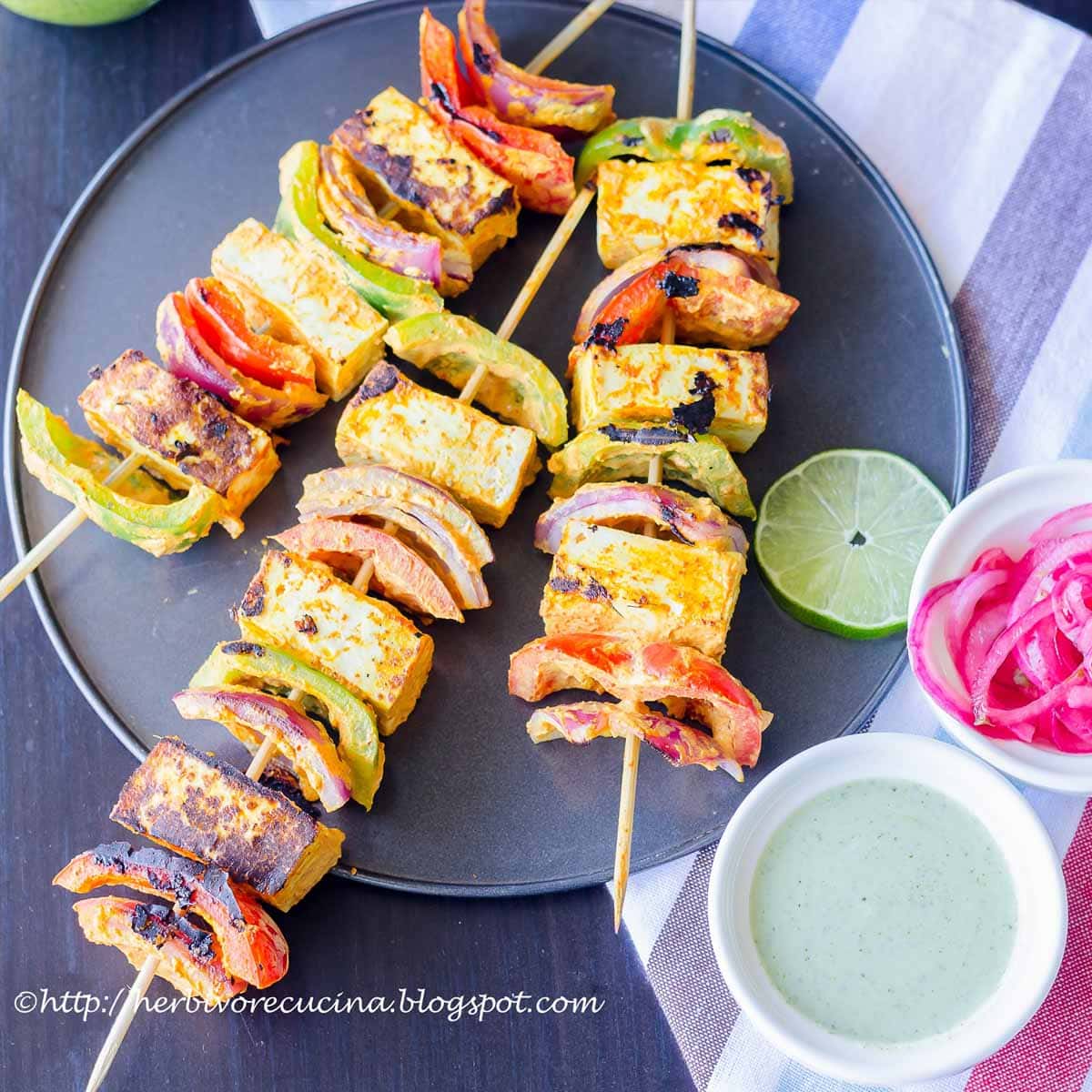 Tofu Tikka in skewers