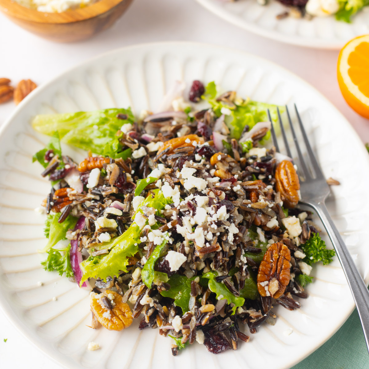 wild rice salad in a plate