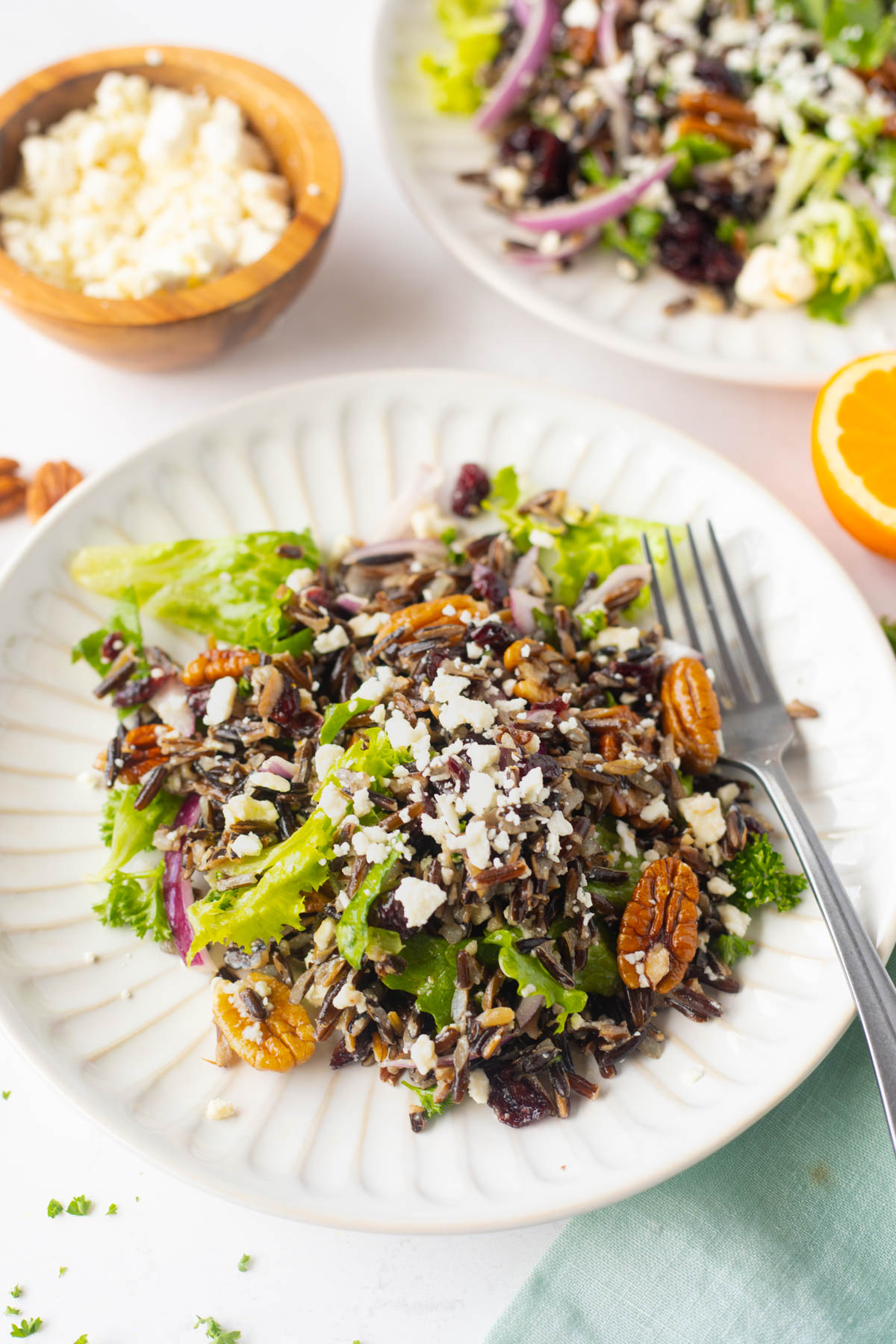 Wild Rice Salad with cranberries in two plates
