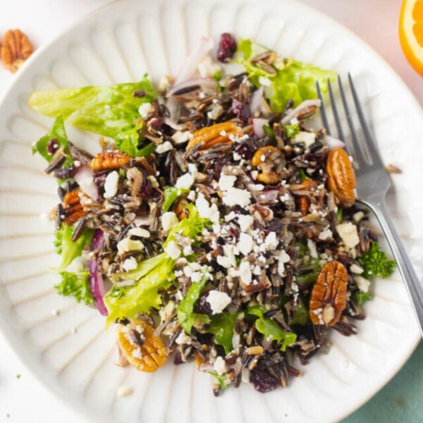 Wild Rice Salad with Feta on a plate