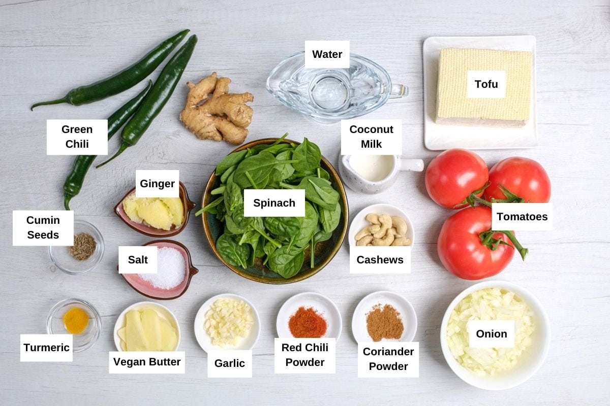 Ingredients you'll need to make spinach tofu