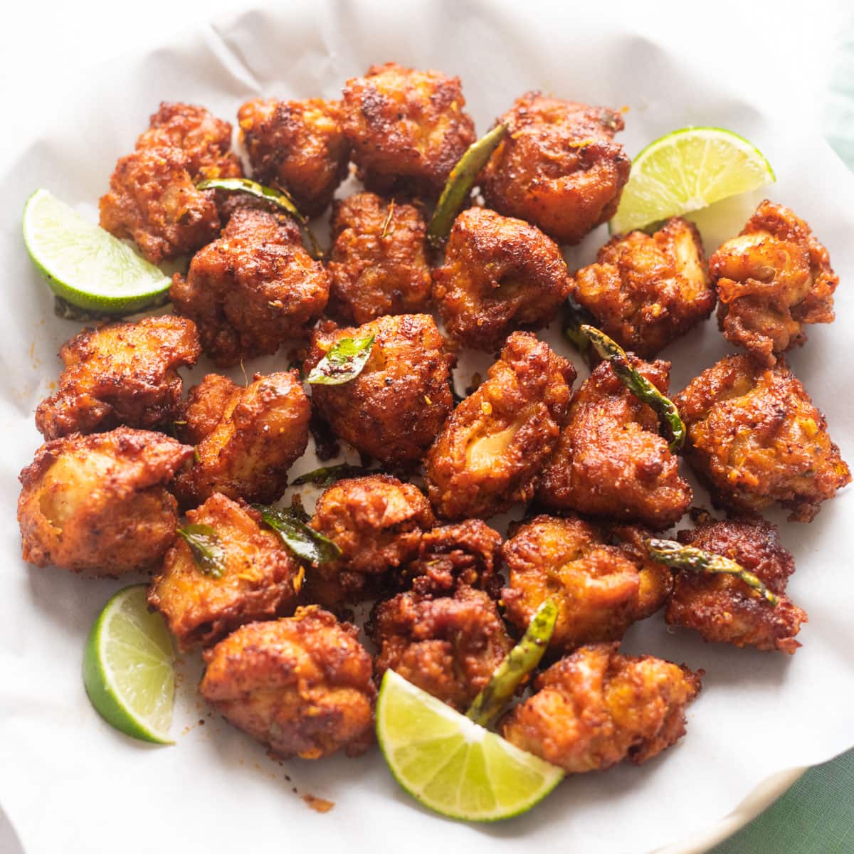 Colorful and flavorful Chicken 65 with vibrant spices.