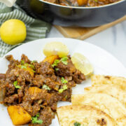 Indian Aloo Mutton Curry with naan