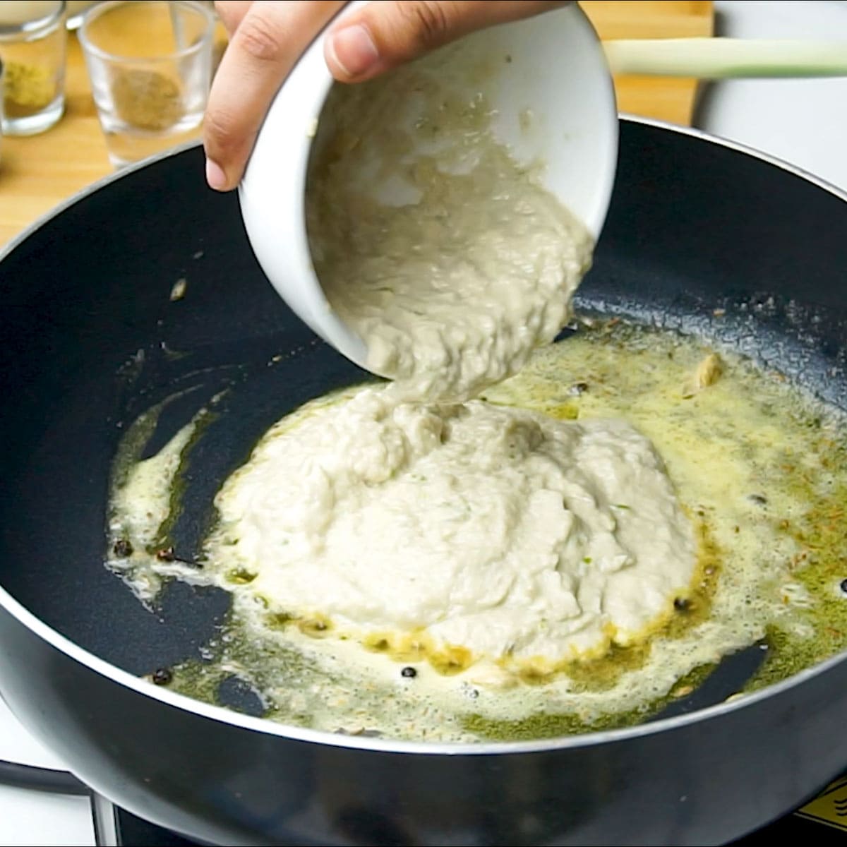 add Cashew Pasteto the pan
