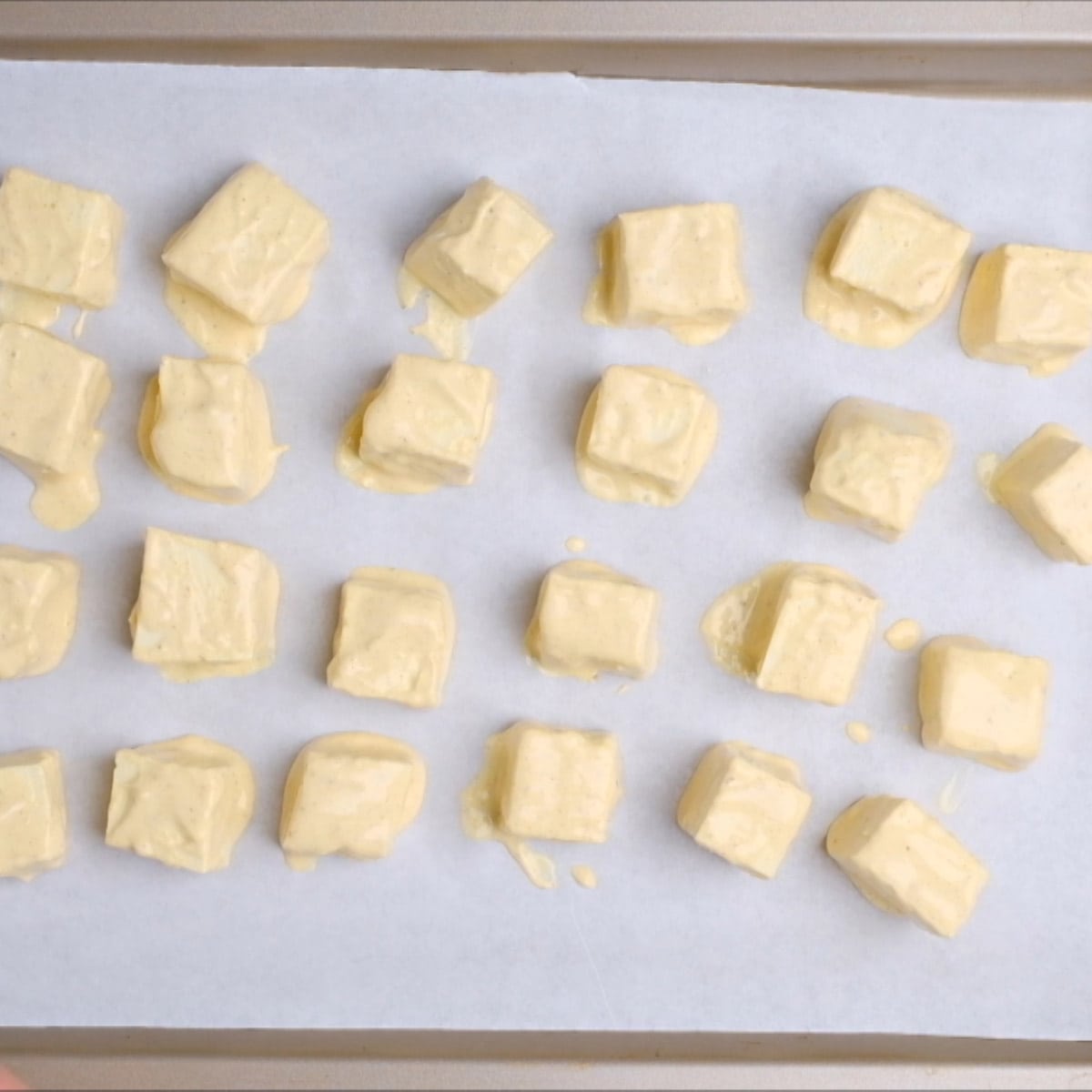 Arrange tofu in baking tray