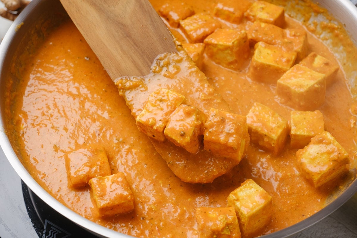 Vegan Tofu Tikka Masala in a Laddle