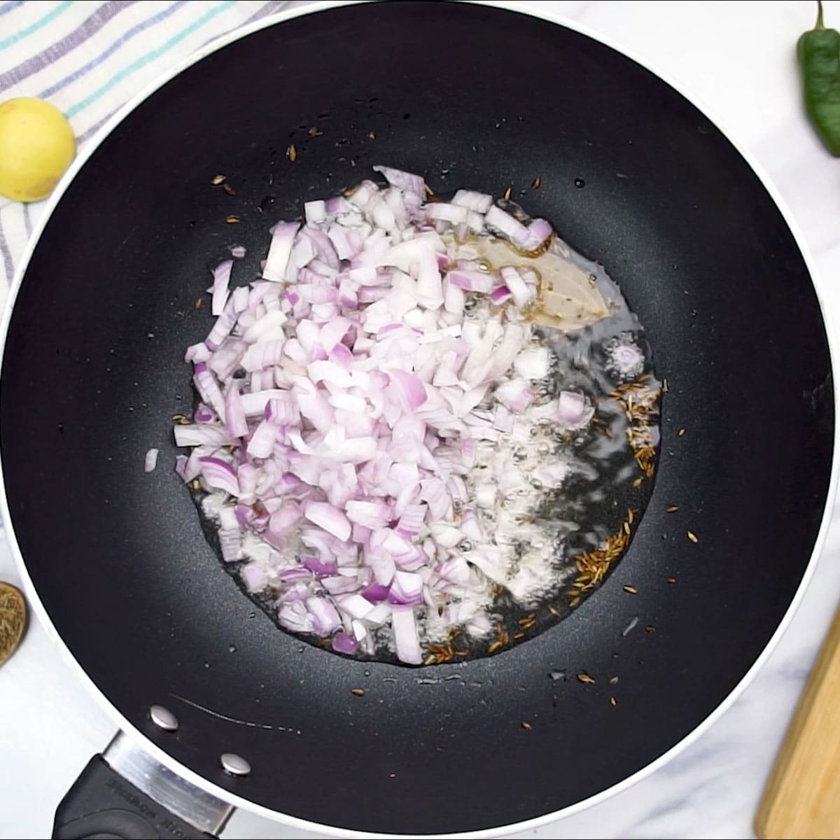 add Onions to the pan and saute