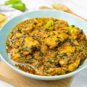 Methi Chicken curry in a bowl