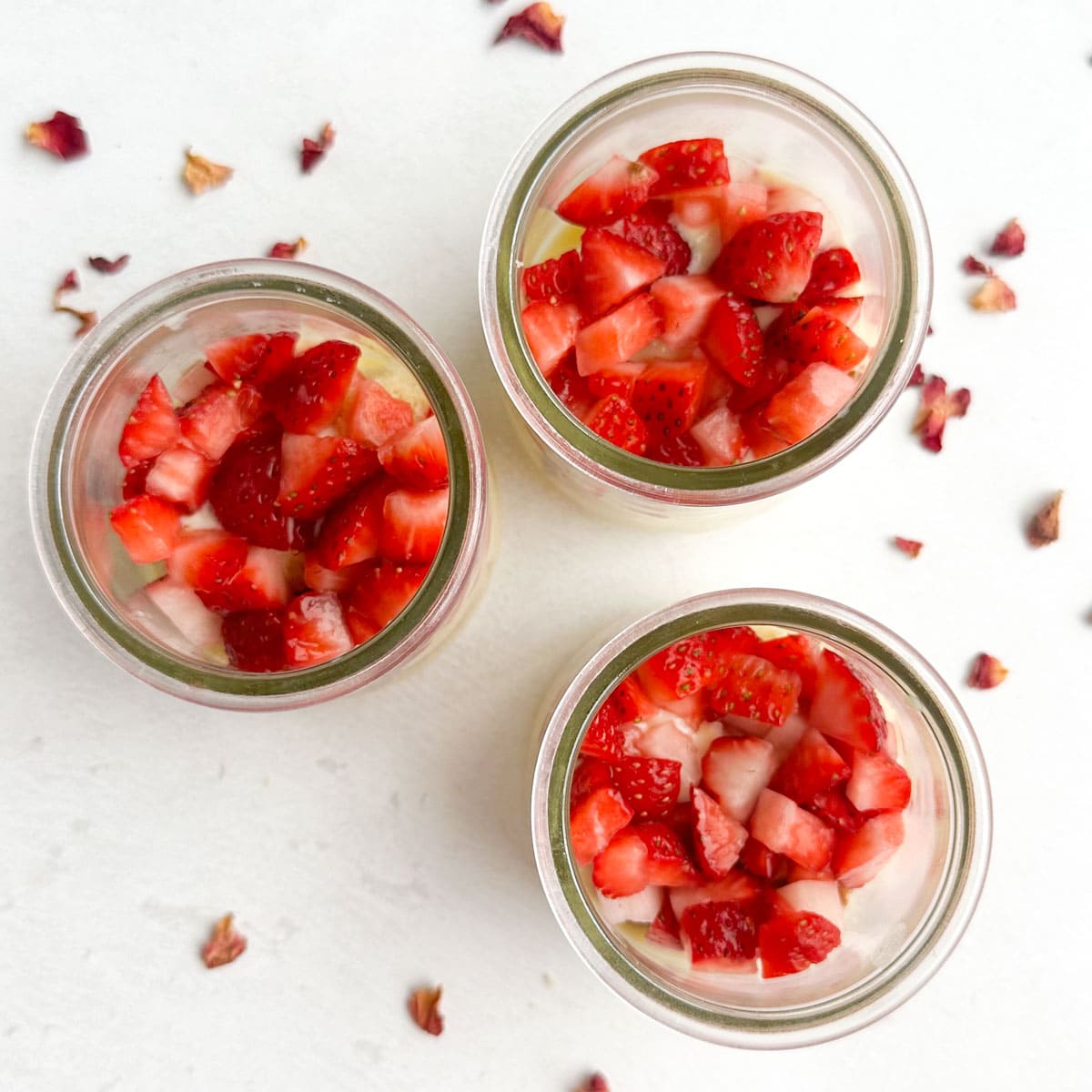 Add strawberries to make Fruit Custard Trifle Cups