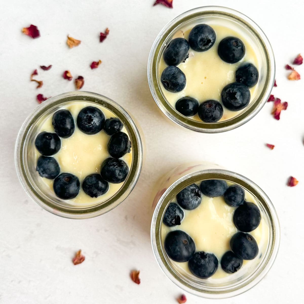 Add blueberries to make Mini Fruit Custard Trifle Cups