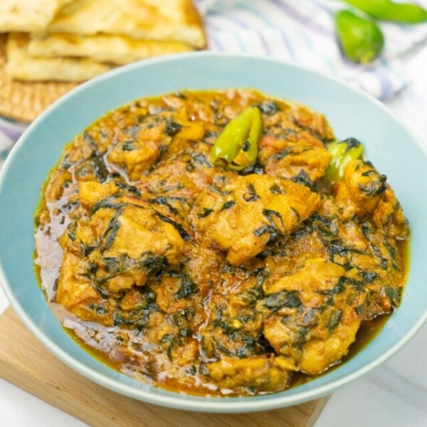 Methi Chicken with naan on the side