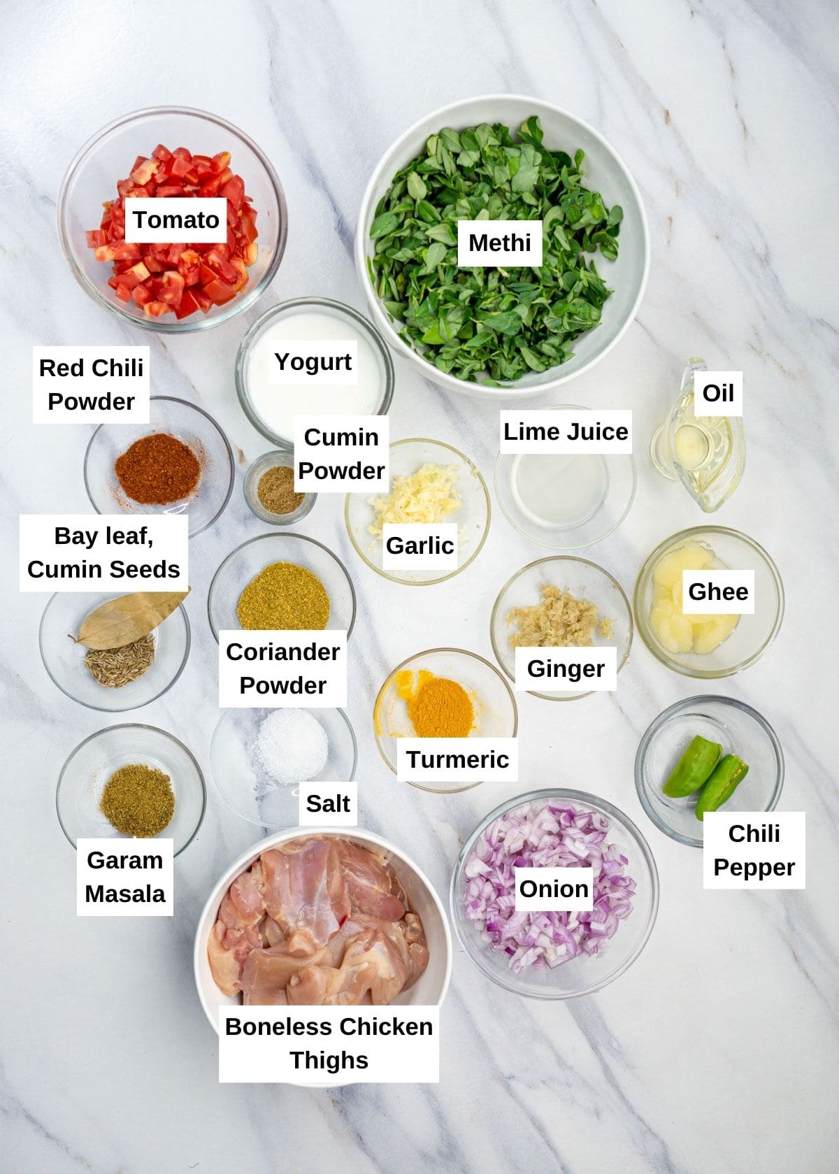 Methi Chicken ingredients