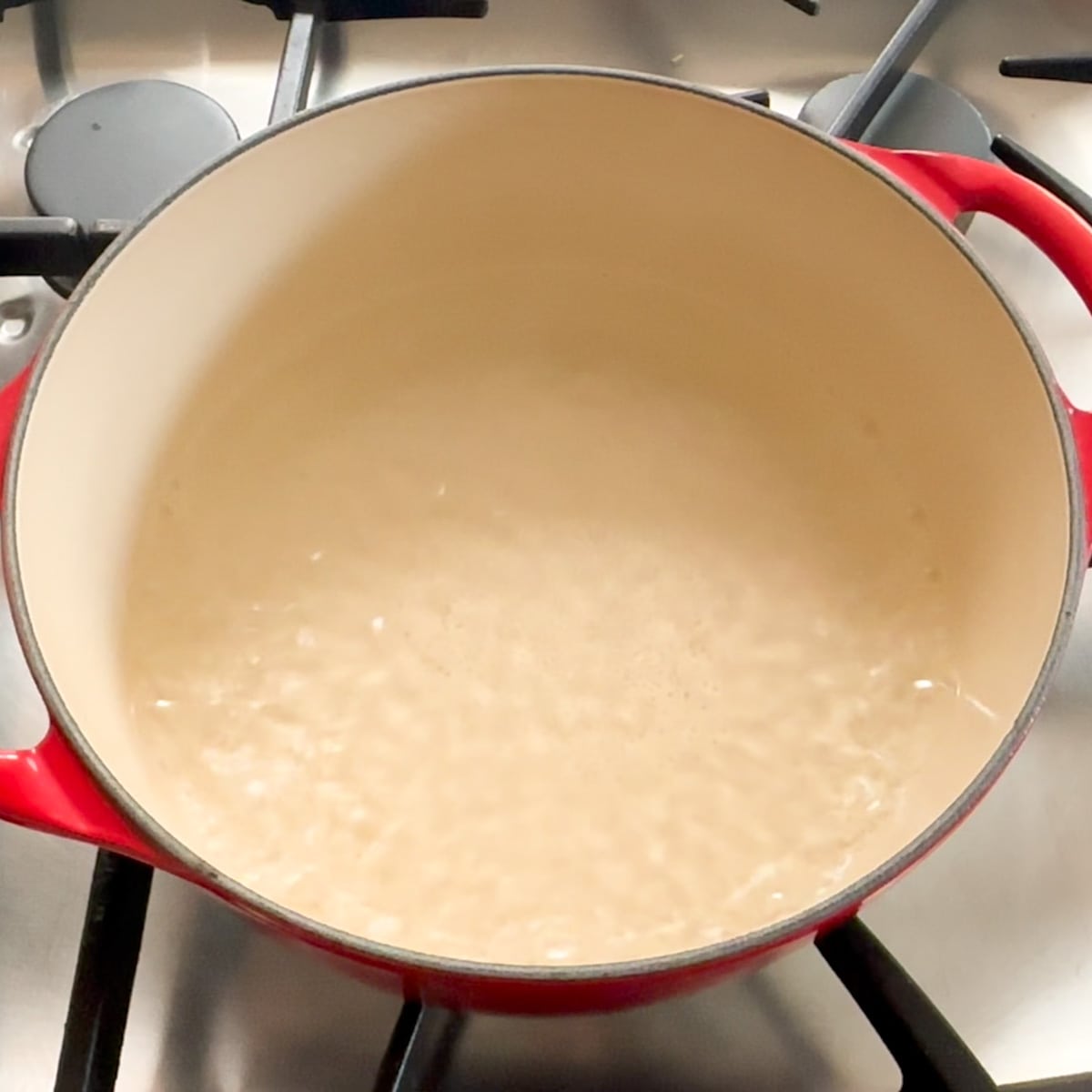 Boil water into a pot