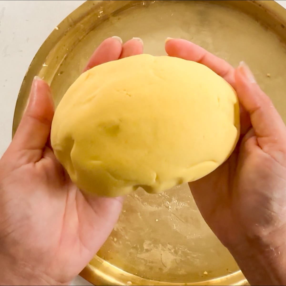 smooth dough on hand