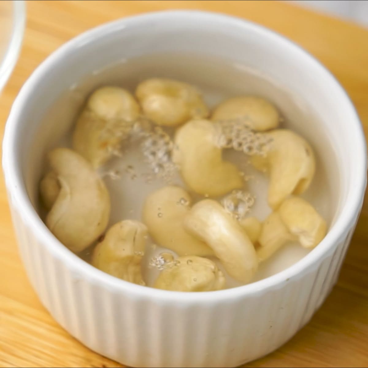 Cashews soaked in water. 