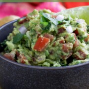 Spicy Chunky Homemade Guacamole in a bowl
