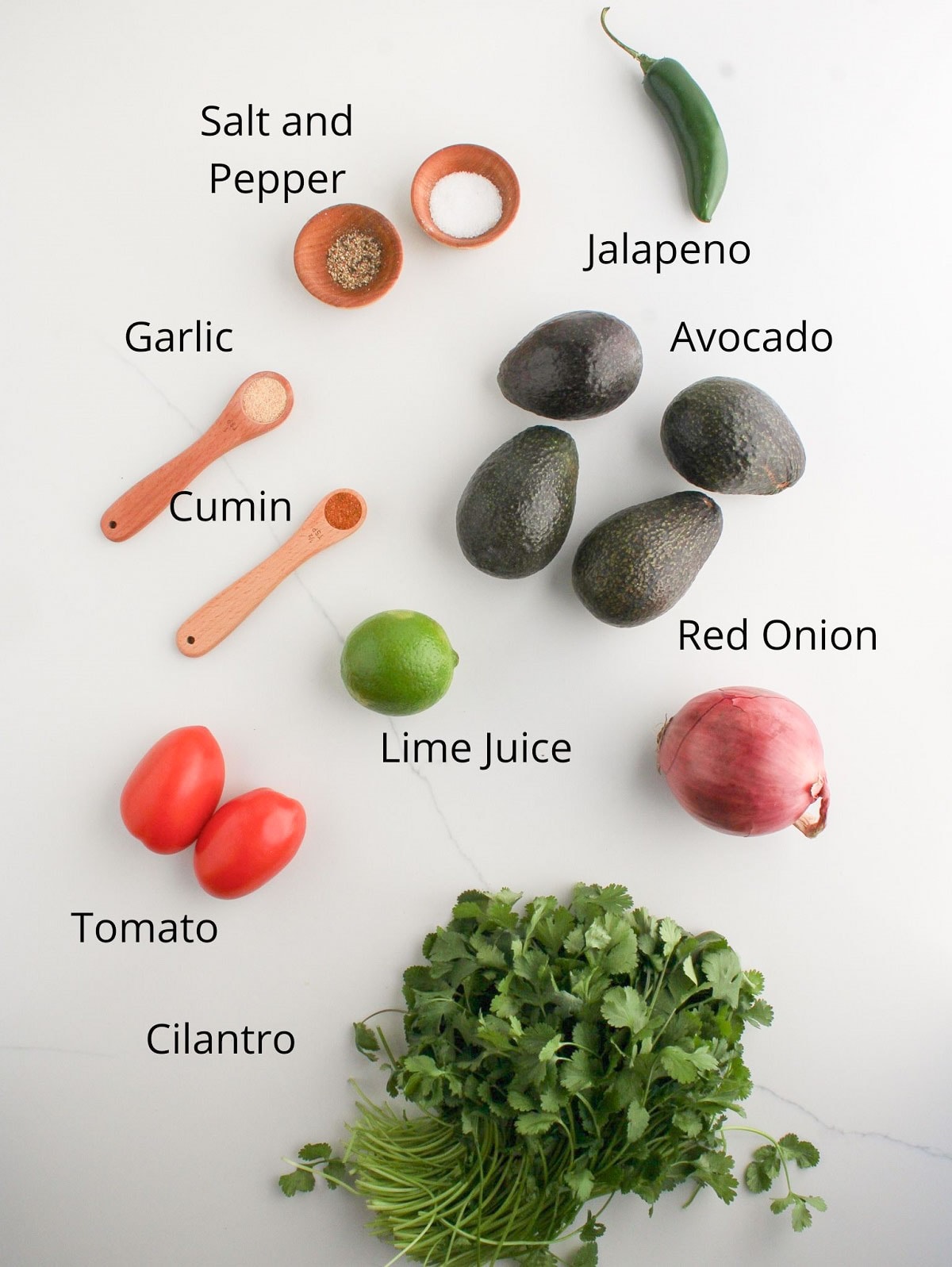 Ingredients for spicy guacamole