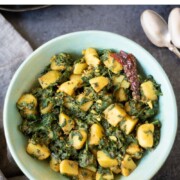 Aloo palak in a bowl.