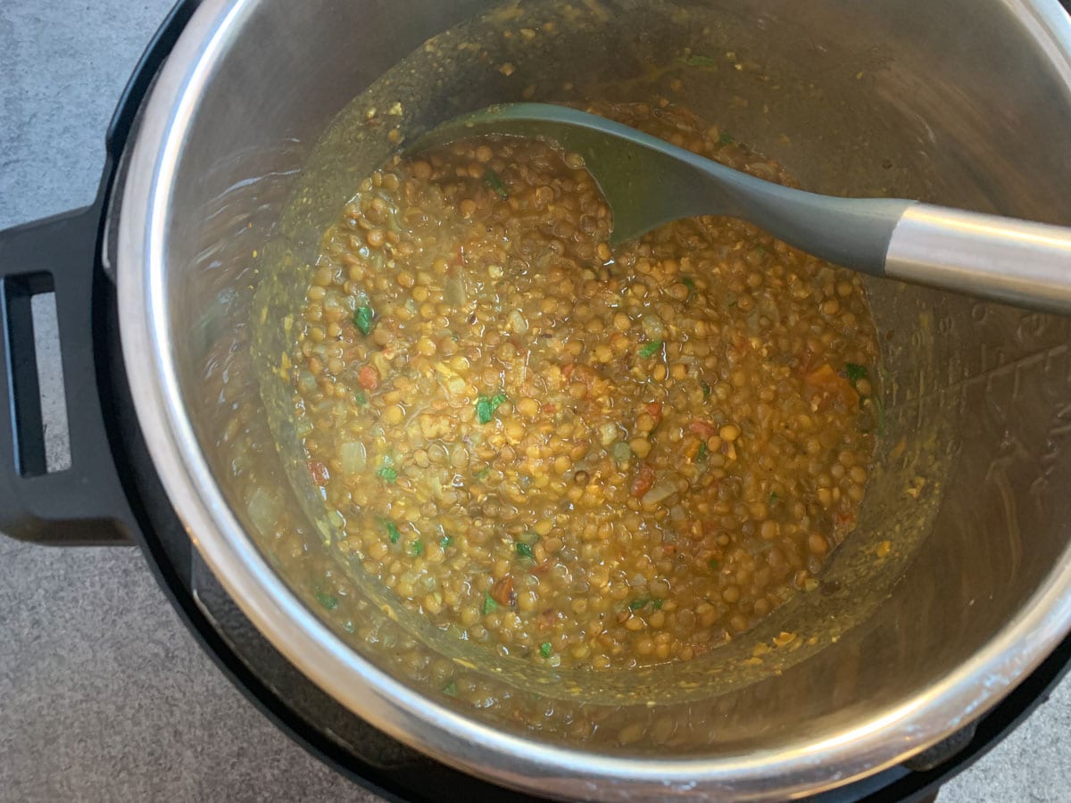 Cooked masoor dal in instant pot