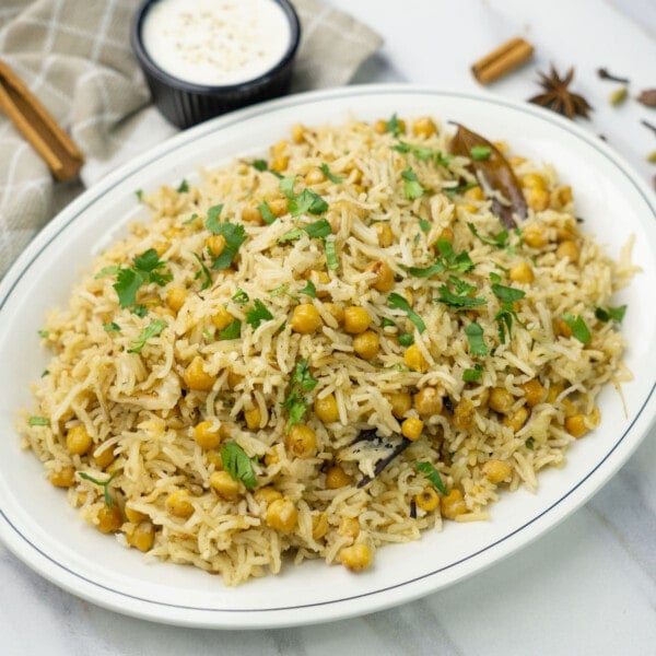 Chana Pulao with curd and Cilantro leaves