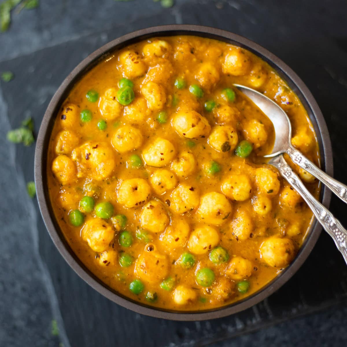 Matar makhana in a bowl 