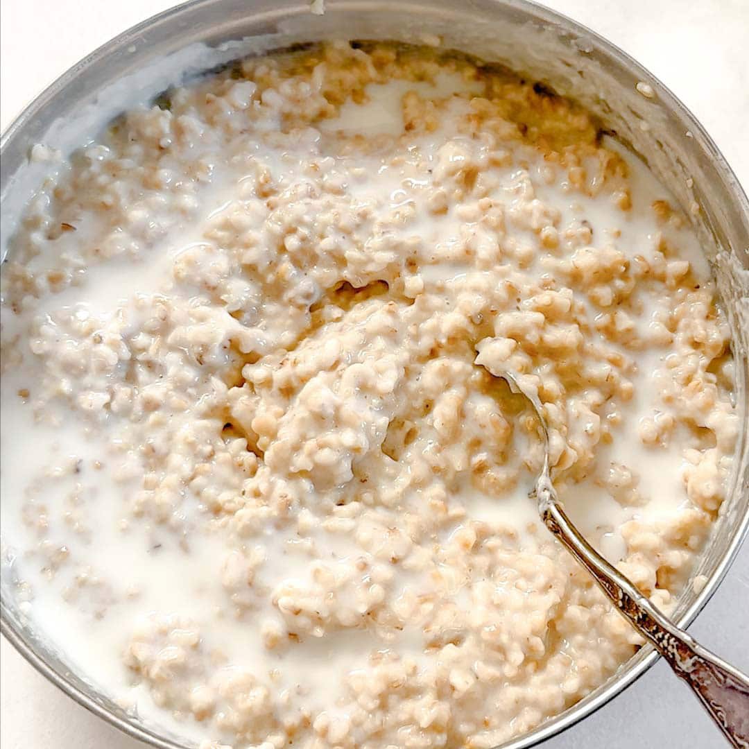 added milk to cooked oats
