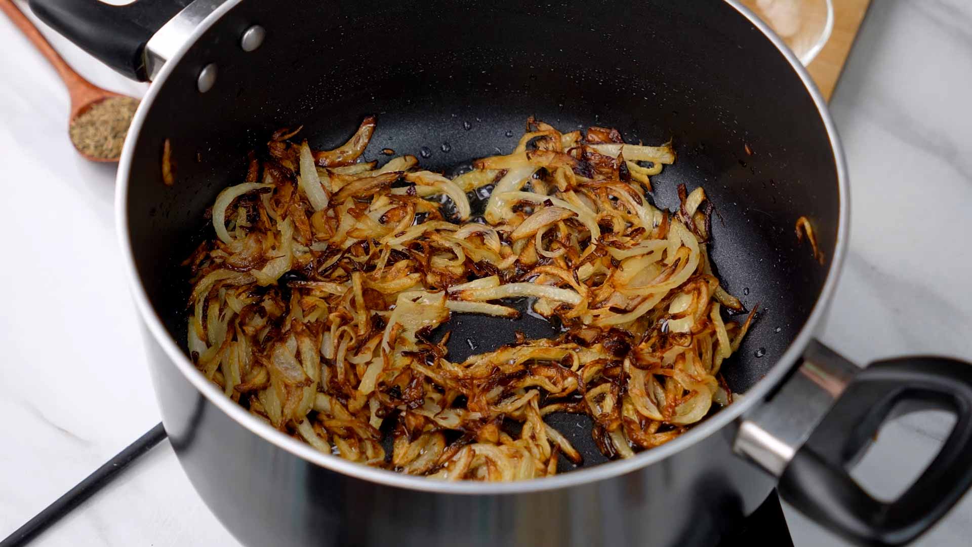 Fried Onions in a pan