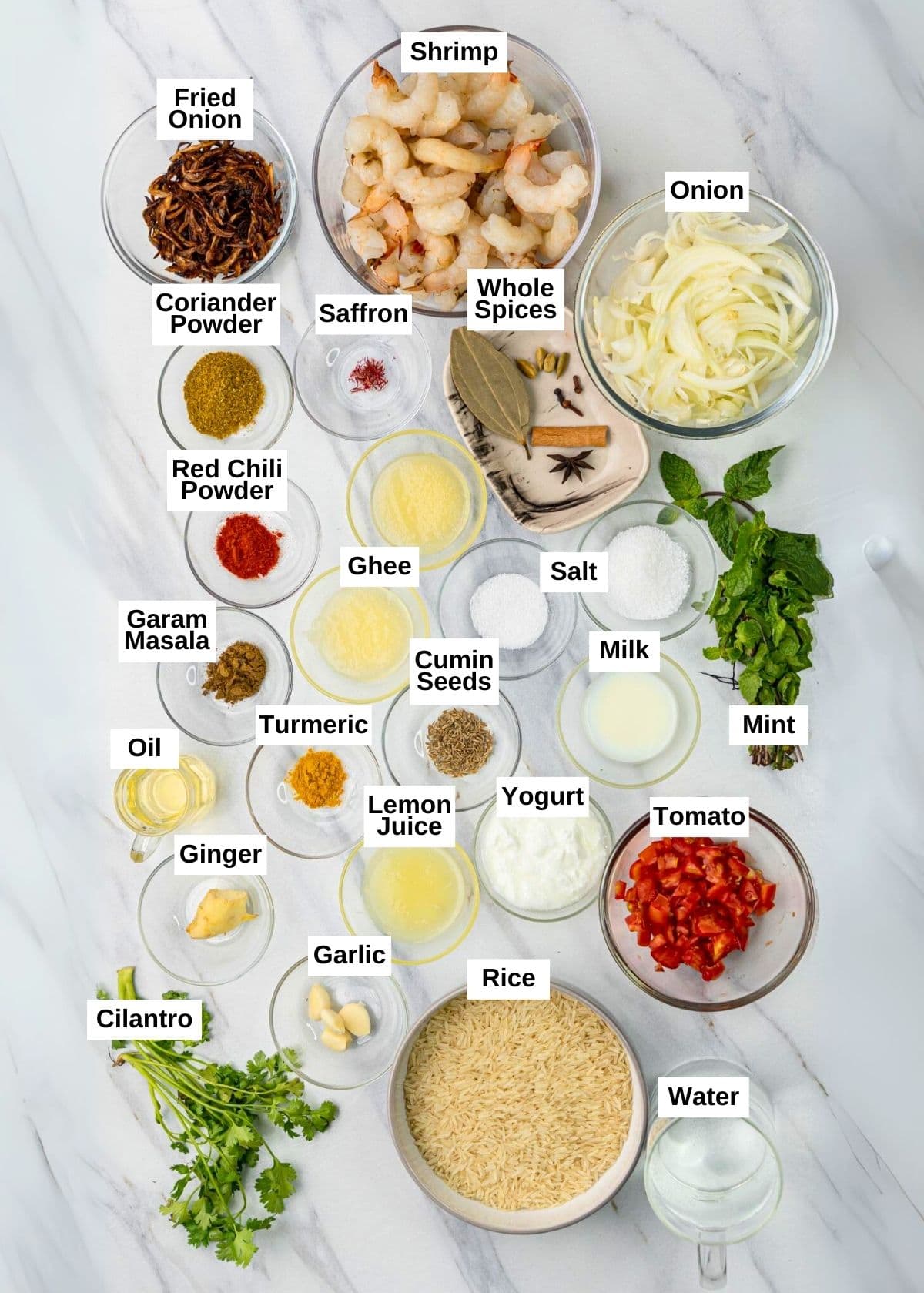 Shrimp Biryani Ingredients
