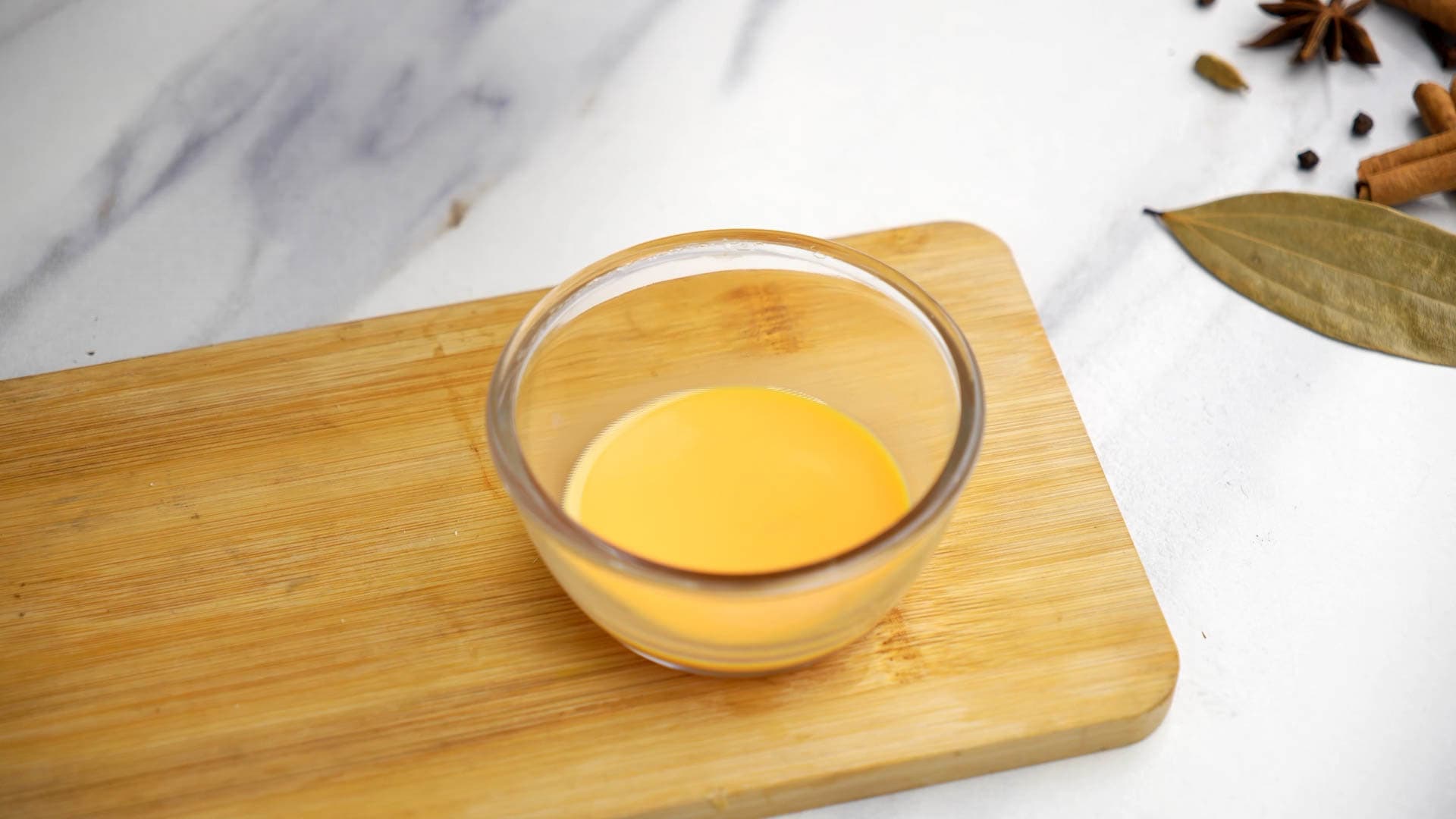 saffron milk in a bowl