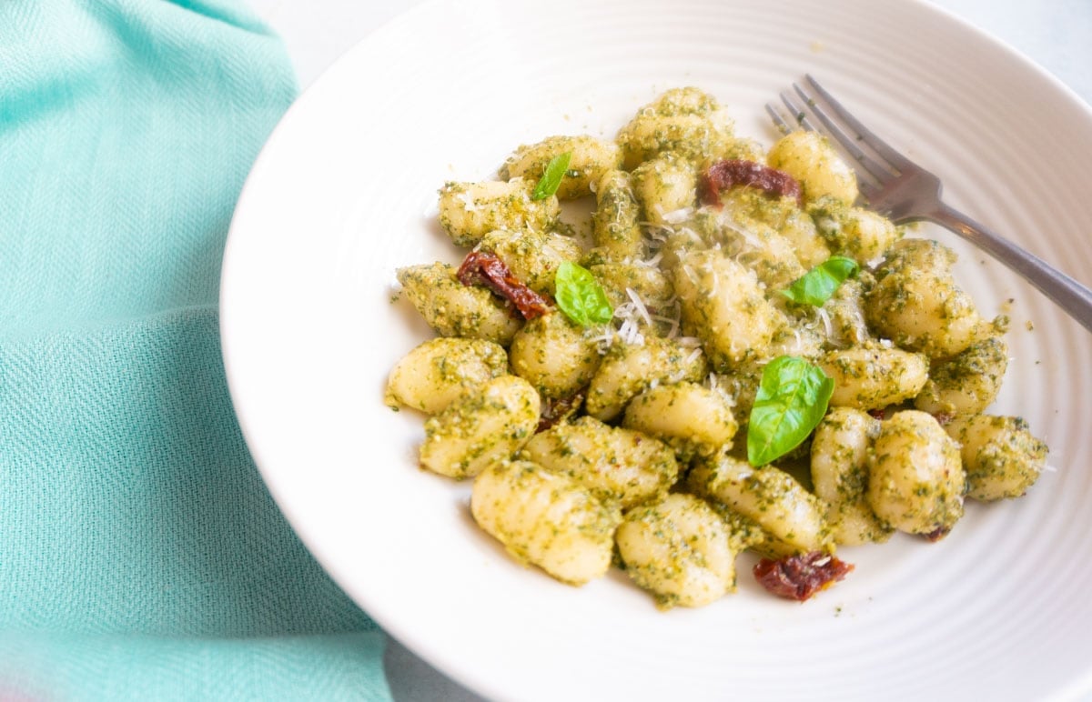 ready to eat Pesto Gnocchi in a plate