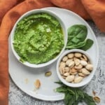 Pistachio Spinach Pesto in a bowl