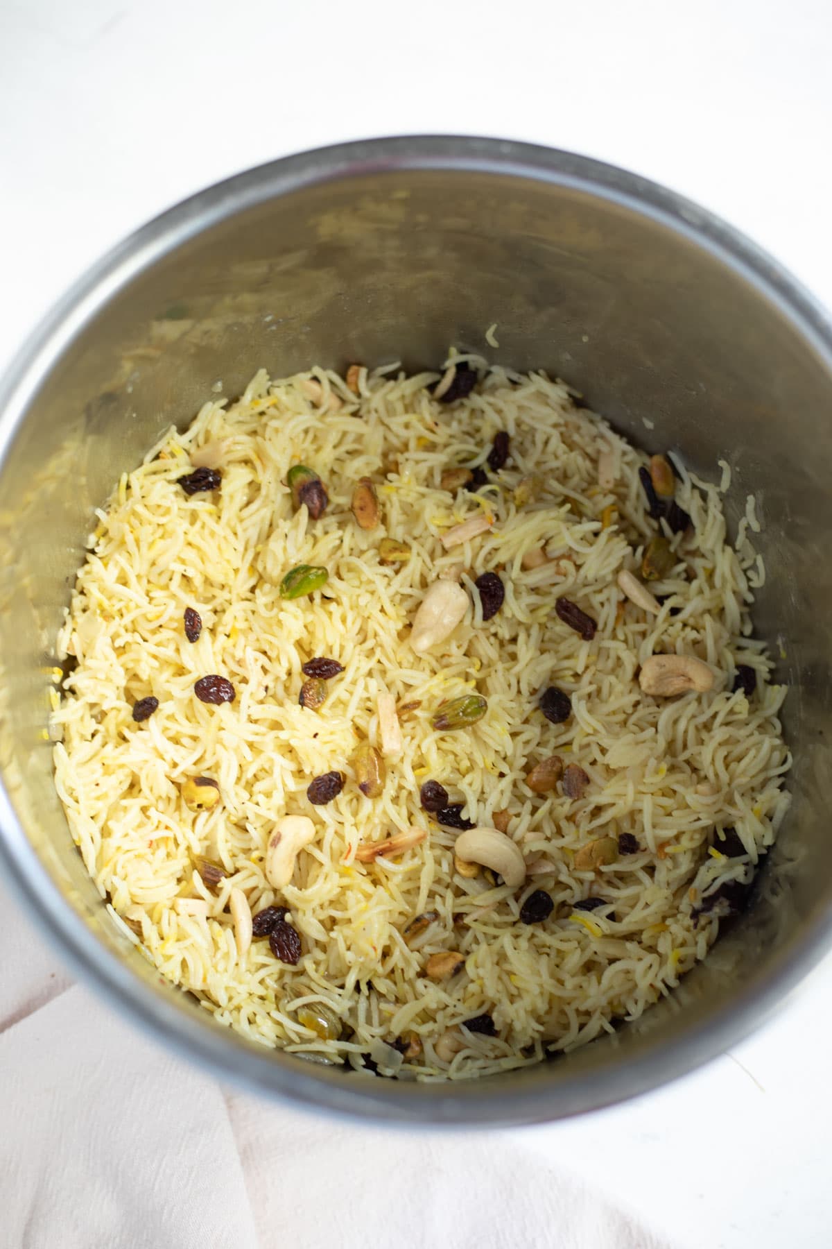 Rice Pilaf is cooked perfectly in an Instant pot and is ready to serve.