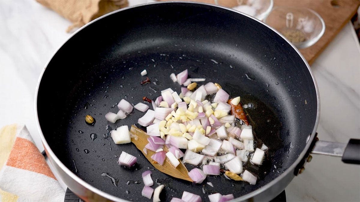 Sautéing onion and garlic