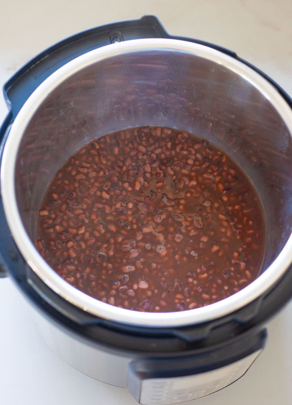 close-up shot of adzuki beans cooked in an Instant Pot