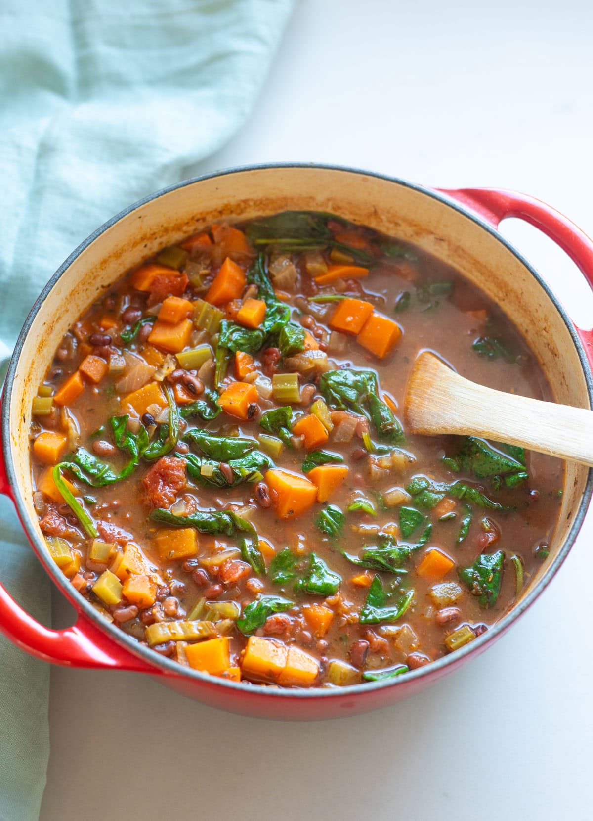 ready to serve adzuki bean soup on a pot