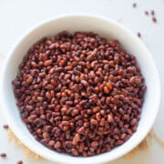 Ready to serve adzuki beans in a white bowl