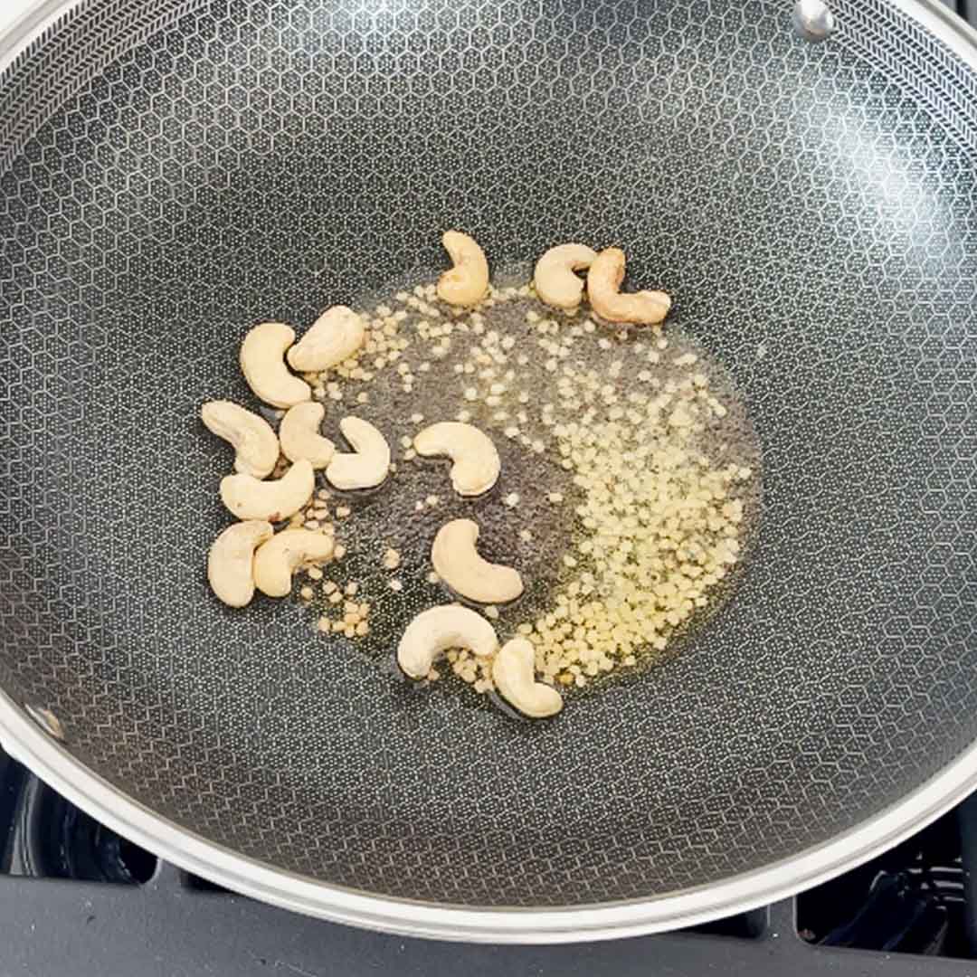 Add cashews to make millet upma