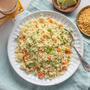 Ready to serve Millet upma in a white plate