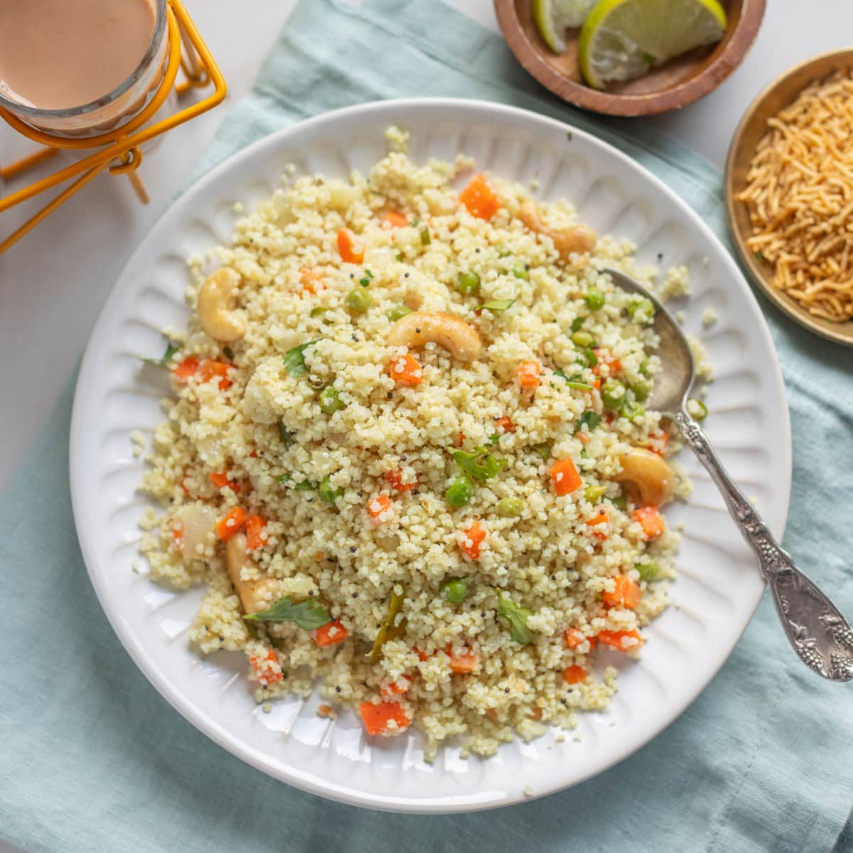 Ready to serve Millet upma in a white plate