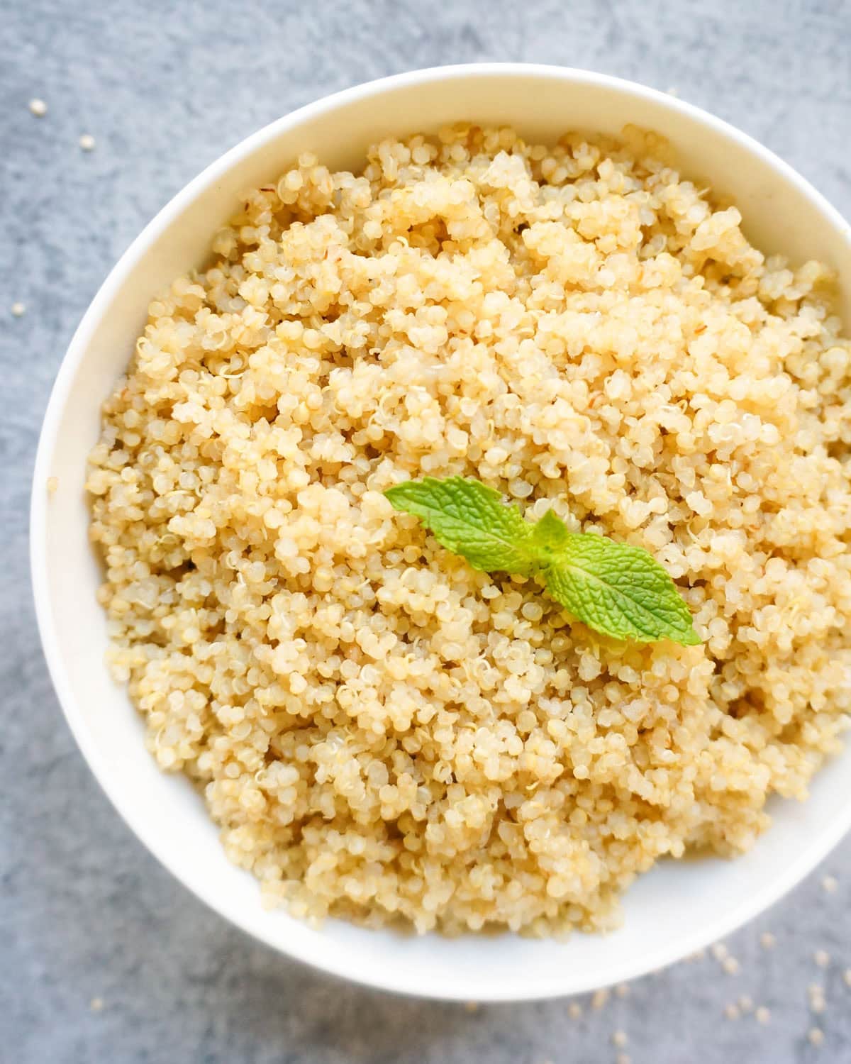 Ready to serve quinoa in a white bowl