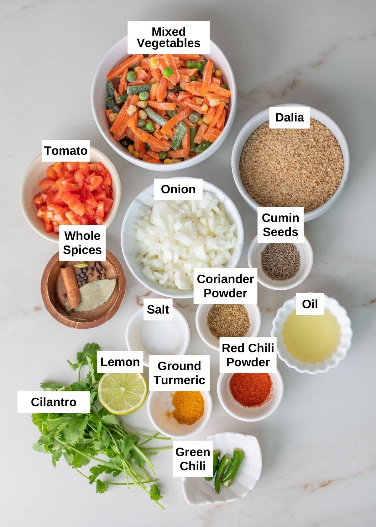 Daliya pulao ingredients list