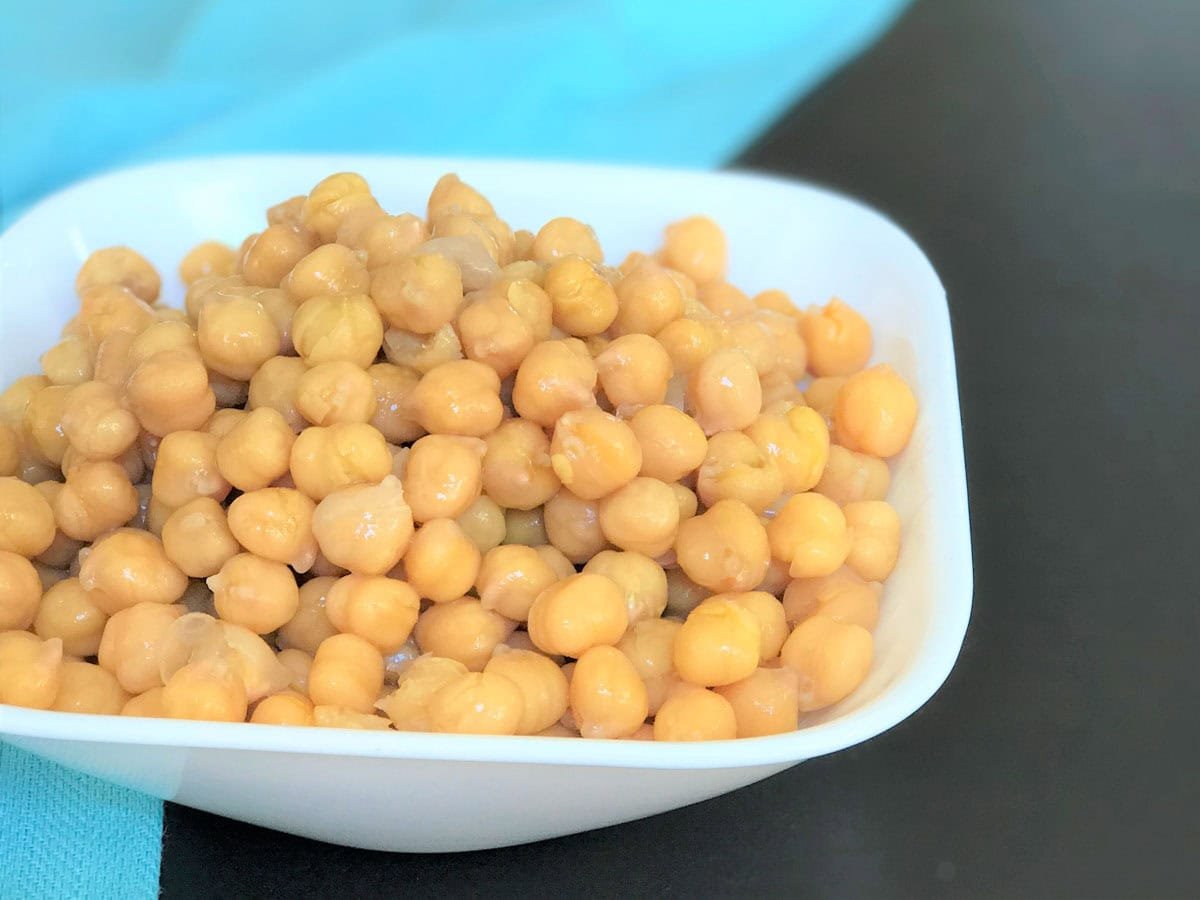 Bowl filled with instant pot boiled chickpeas