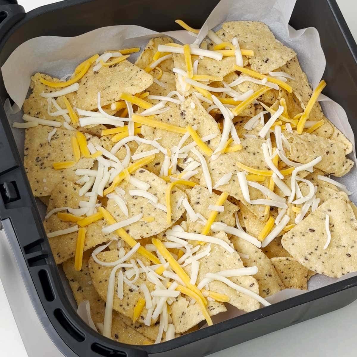 added lots of cheese to make air fryer nachos