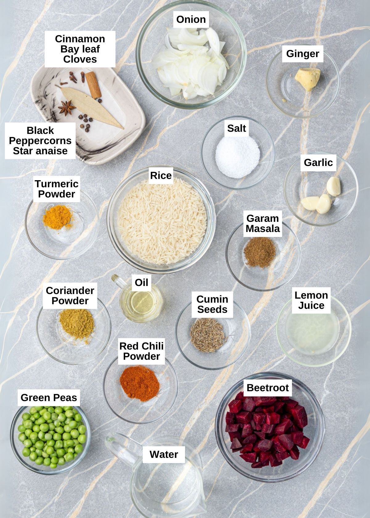 Beetroot rice ingredients