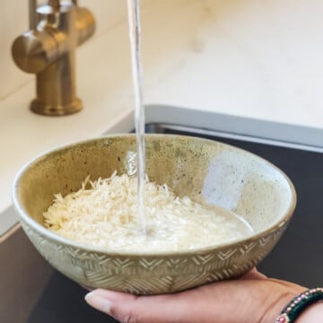 Wash rice to make kheer recipe