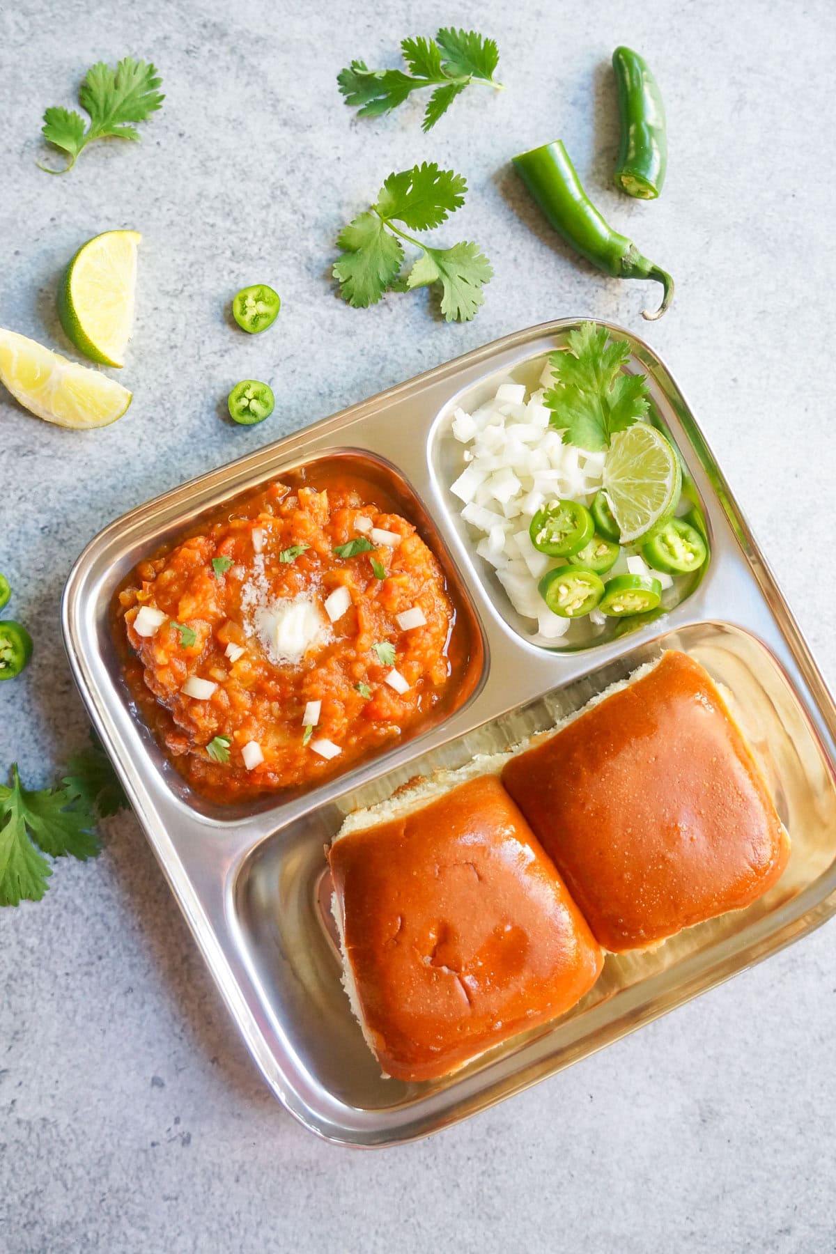 Instant Pot Pav Bhaji served in a plate