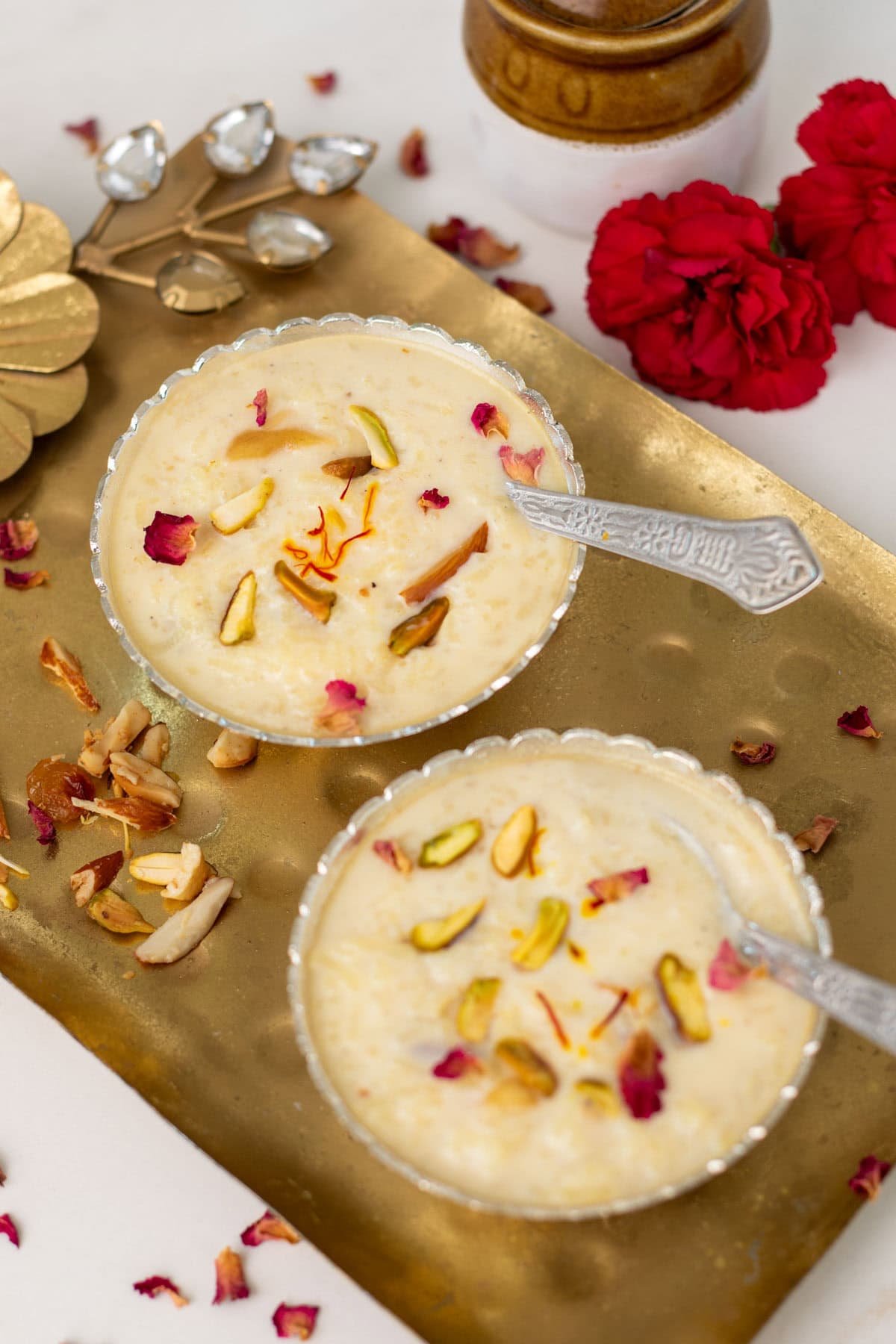 Two bowls of instant pot rice kheer
