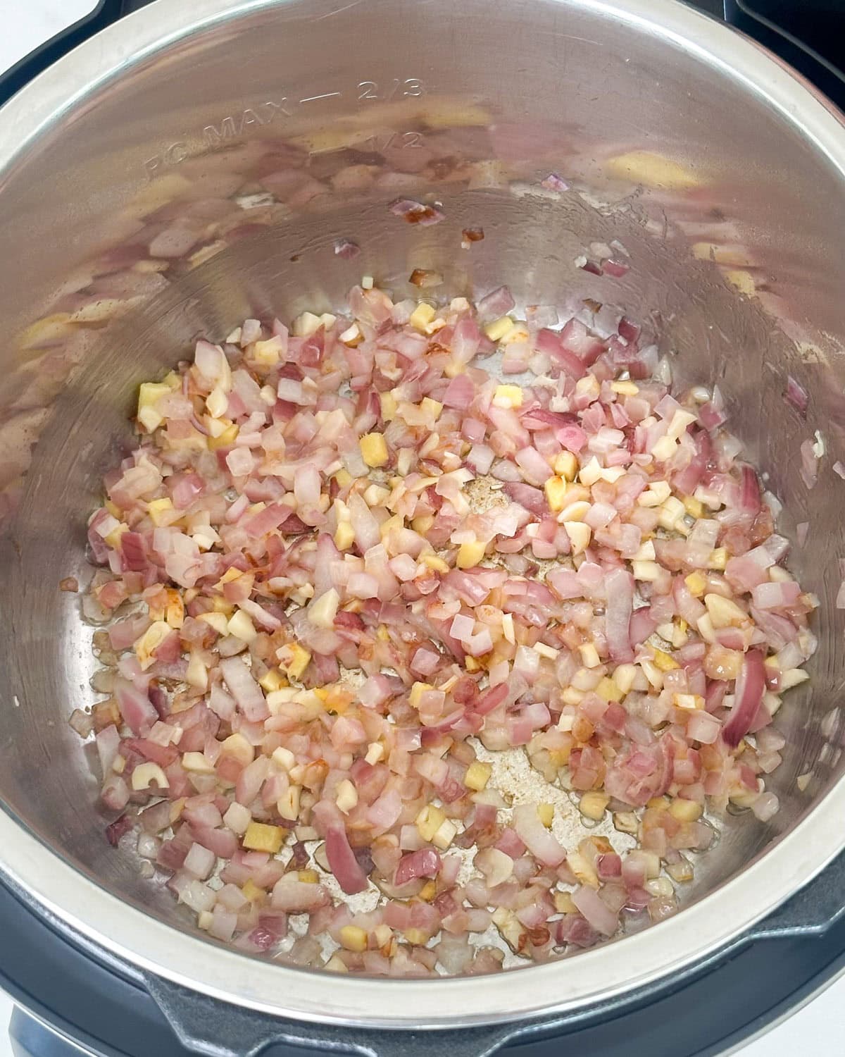 Saute onions to make pav bhaji in instant pot