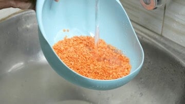 wash masoor dal with water to cook masoor dal