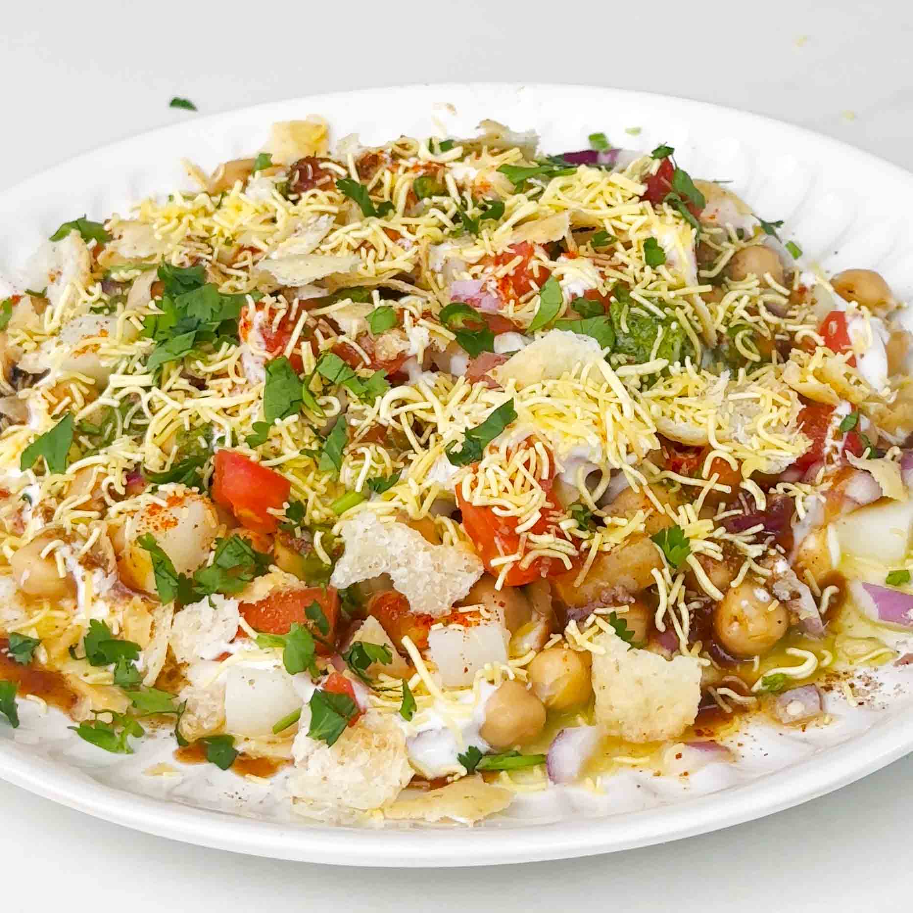 garnish with cilantro for chana chaat recipe